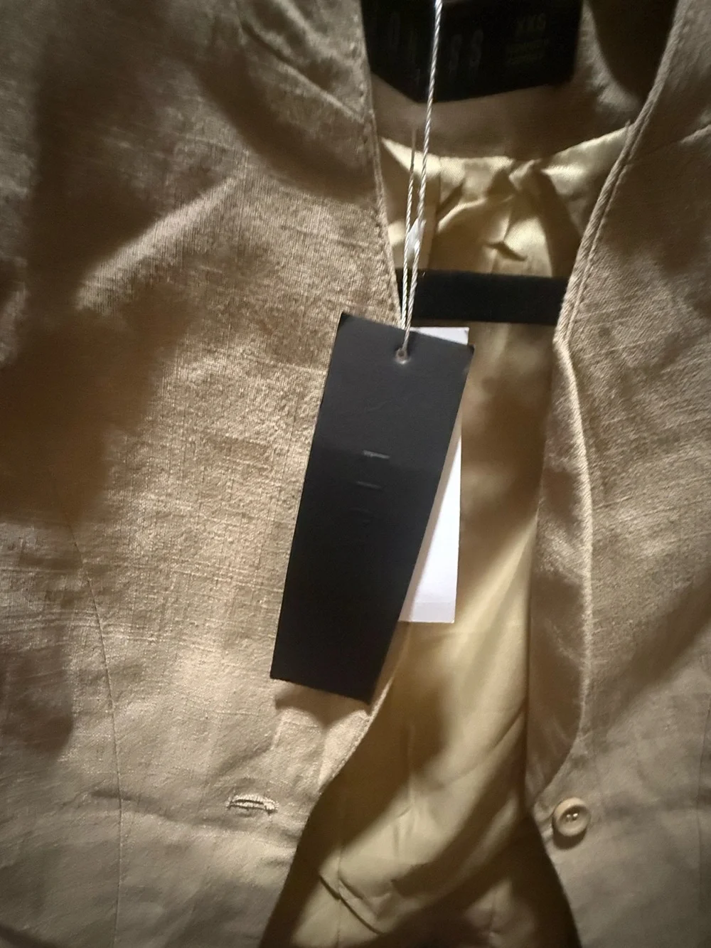 NWT! Lioness Cropped Collarless Jacket in Light Tan